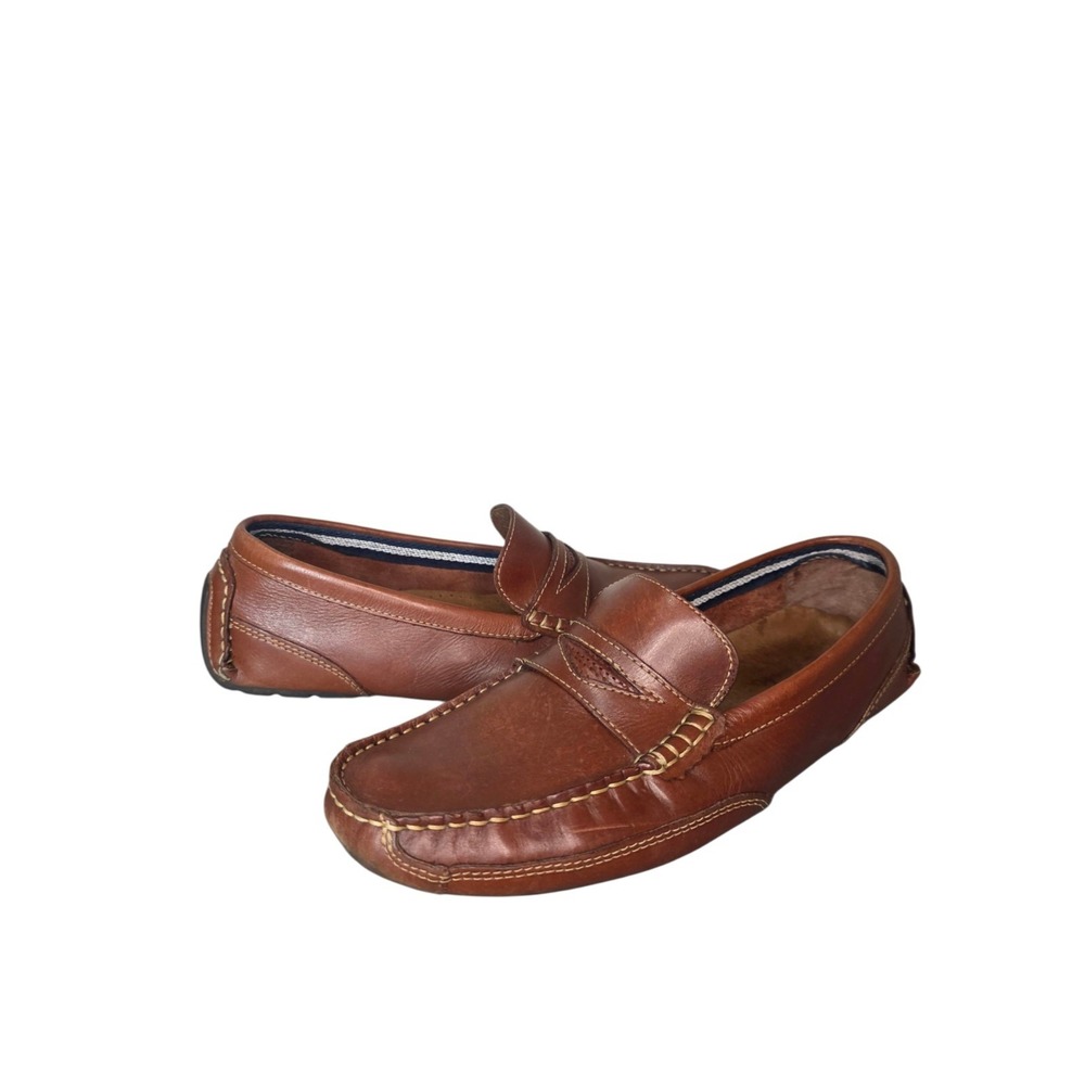 Clarks Mens Brown Leather Driving Loafers Moc Toe Slip On Shoes 8.5M